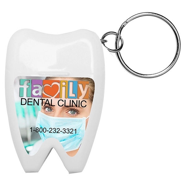 1 1/8" x 1 5/8" polypropylene plastic tooth-shaped keychain with 11... from ASI 62660 Innovation Line
