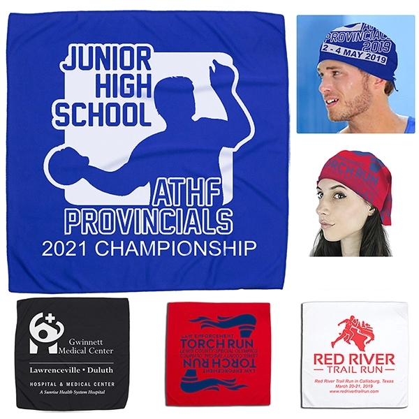 22" x 22" polyester microfiber cooling multi-use bandana and face covering.... from ASI 62660 Innovation Line