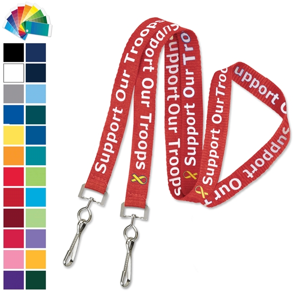 Event-style custom silkscreen lanyard features 2 hooks to keep credentials facing... from ASI 79898 Promovision / PROMOVISION