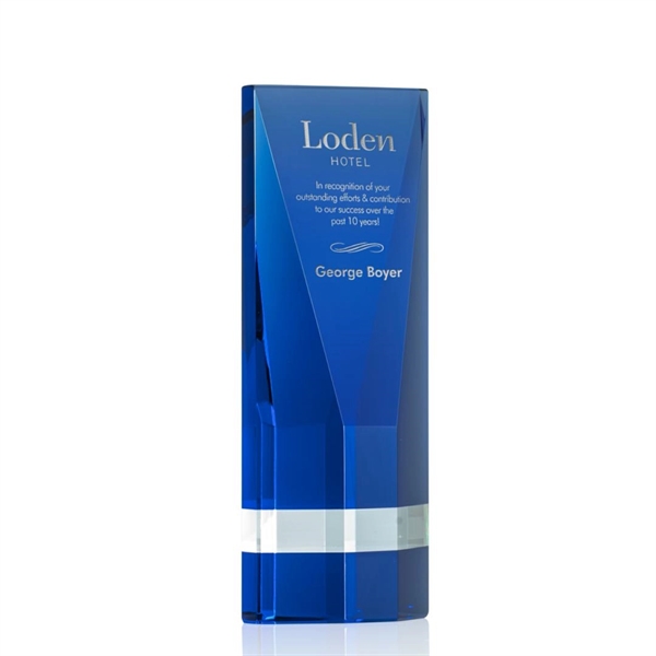 The beveled Gravenhurst tower is created from blue optical crystal with... from ASI 84592 St Regis Group / St Regis