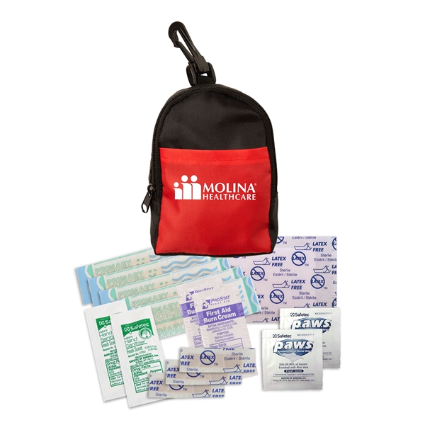 Mini backpack first aid kit made of polyester with latex free... from ASI 52840 Evans Manufacturing