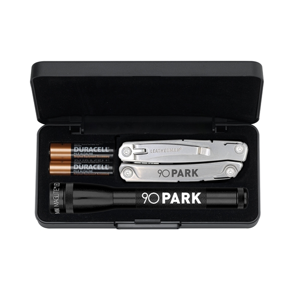 Set of two AA batteries, 6 1/2" LED flashlight and a... from ASI 46170 Compass Industries Inc