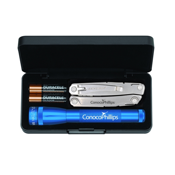 Set of two AA batteries, 6 1/2" LED flashlight and a... from ASI 46170 Compass Industries Inc