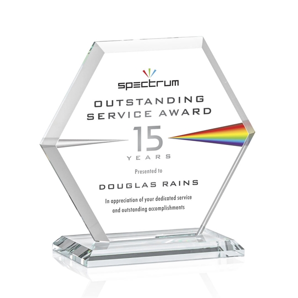 The Barnett Award features a beautifully beveled Starfire Crystal Hexagon mounted... from ASI 84592 St Regis Group / St Regis