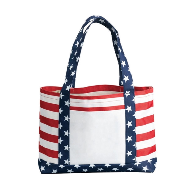 600D US flag tote bag. Good ideal for independence day, political... from ASI 41511 Brainchild USA Inc / BrainChild Gift Club