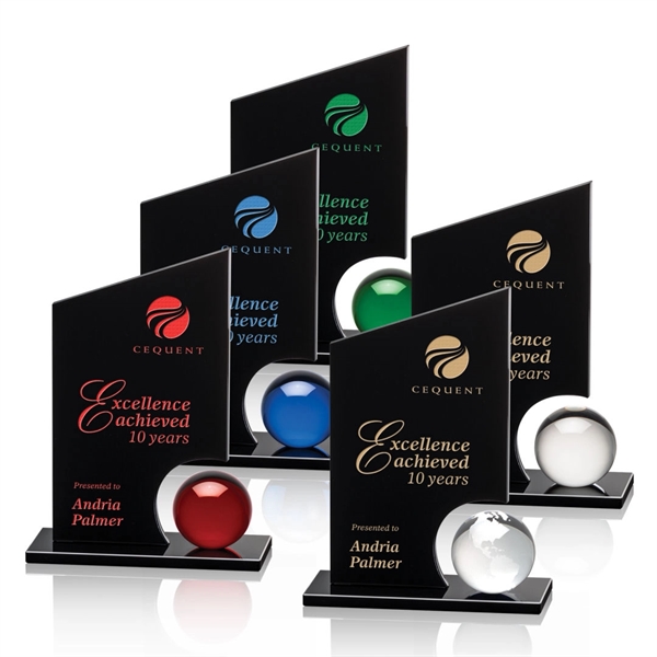 A gleaming crystal orb is mounted to our black optical crystal... from ASI 84592 St Regis Group / St Regis