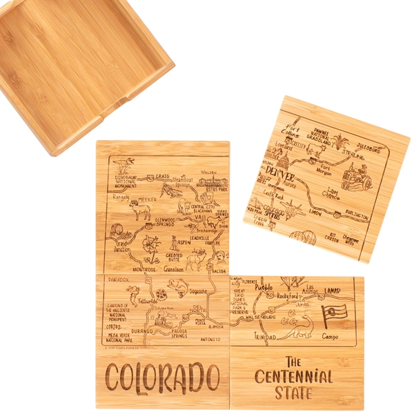 4 piece puzzle bamboo coaster with storage case. Lightweight, durable and... from ASI 91565 Totally Bamboo