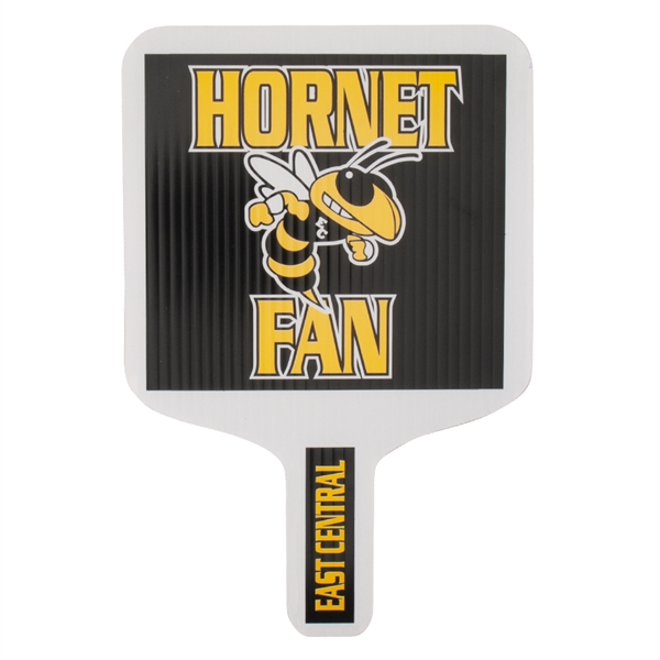 Weather resistant hand fan, made of corrugated plastic, approximately 8" x... from ASI 54322 FireSprint Printing / Pepco Poms