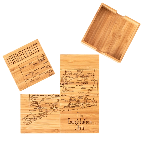 4 piece puzzle bamboo coaster with storage case. Lightweight, durable and... from ASI 91565 Totally Bamboo