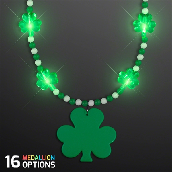 Pretty Light Up Shamrock Bead Necklace with medallion; Blank Pricing... from ASI 34194 ALightPromos