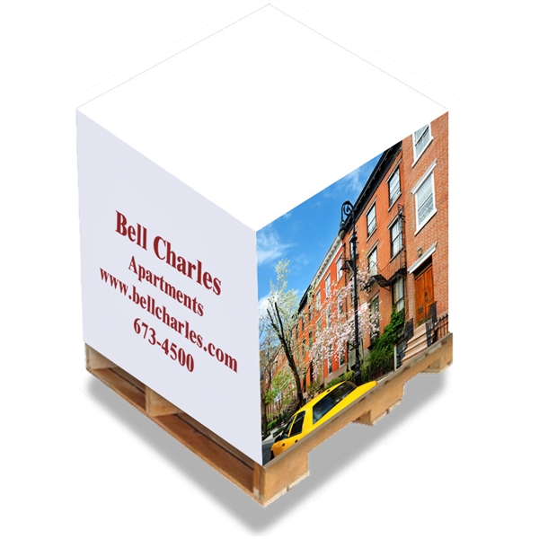 Adhesive memo cube with titanium white paper and full color side... from ASI 56950 Gill Studios Inc / Gill-Line®