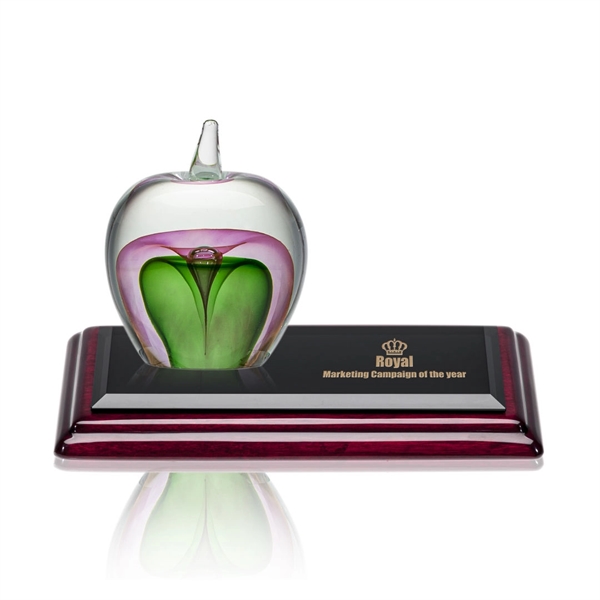 Hand blown apple shape art glass award on a 4" x... from ASI 84592 St Regis Group / St Regis