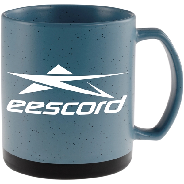 20 oz. ceramic mug with a retro speckle design and black... from ASI 71920 Moderne Glass Company Inc / Glass America®