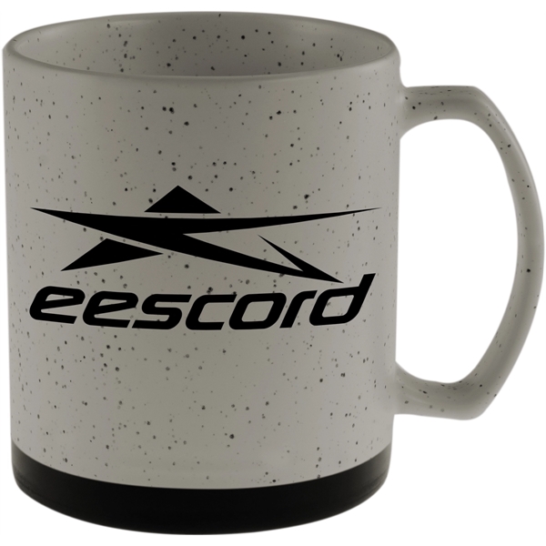 20 oz. ceramic mug with a retro speckle design and black... from ASI 71920 Moderne Glass Company Inc / Glass America®