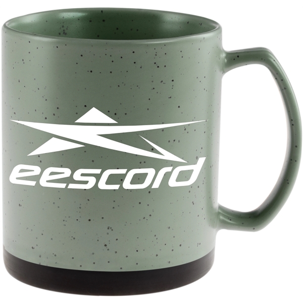 20 oz. ceramic mug with a retro speckle design and black... from ASI 71920 Moderne Glass Company Inc / Glass America®