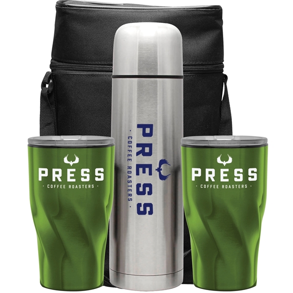 Stainless steel set with 1 liter beverage carrier, two 12 oz.... from ASI 71920 Moderne Glass Company Inc / Glass America®