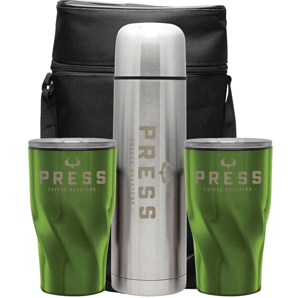 Gift set with a 1 liter beverage carrier, two 16 oz.... from ASI 71920 Moderne Glass Company Inc / Glass America®