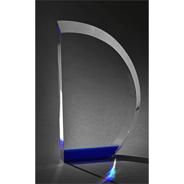 9.5" x 5.5" optical crystal award with a wide and curving... from ASI 71920 Moderne Glass Company Inc / Glass America®