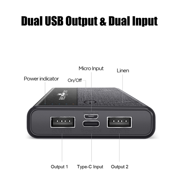 5 1/4" x 2 3/8" x 3/4" plastic and PU 10000mAh... from ASI 91435 Tomax USA / Tomax