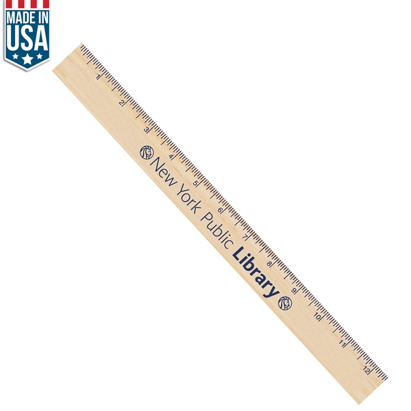 12" natural wood ruler with English markings.... from ASI 57653 Gold Bond