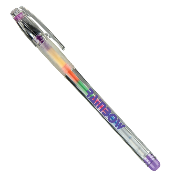 Stick pen with transparent barrel, multiple ink colors, slotted gripper and... from ASI 57653 Gold Bond