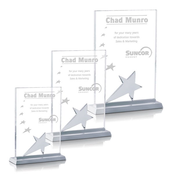 Starfire rectangular award with chrome star and brushed aluminum base.... from ASI 84592 St Regis Group / St Regis