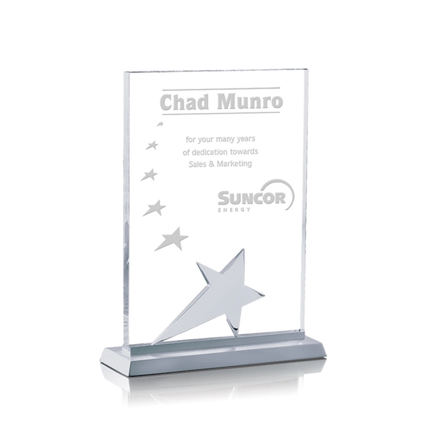Starfire rectangular award with chrome star and brushed aluminum base.... from ASI 84592 St Regis Group / St Regis