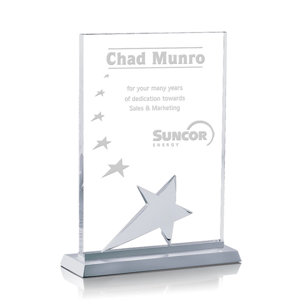 Starfire rectangular award with chrome star and brushed aluminum base.... from ASI 84592 St Regis Group / St Regis