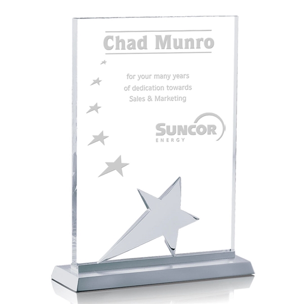 Starfire rectangular award with chrome star and brushed aluminum base.... from ASI 84592 St Regis Group / St Regis