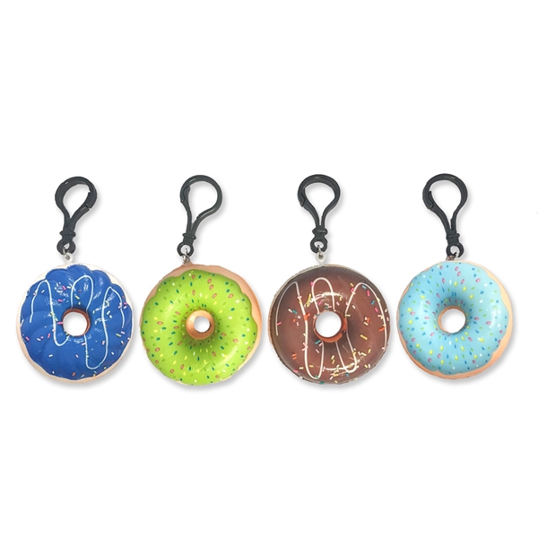 2 3/4" soft and squeezable foam donut charm with clip on... from ASI 63549 Jornik Manufacturing Corp