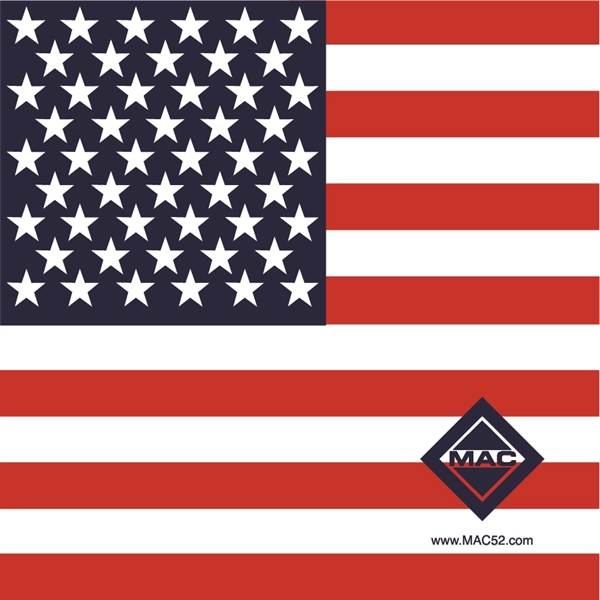 22" x 22" red. white and blue American flag bandanna made... from ASI 44020 Bandanna Promotions By CARO-LINE / Bandanna Promotions