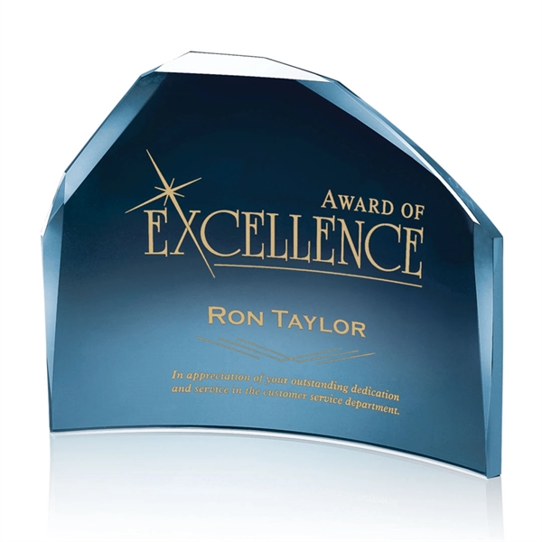 Striking freestanding crescent award with intersecting bevels creating a magnificent work... from ASI 84592 St Regis Group / St Regis