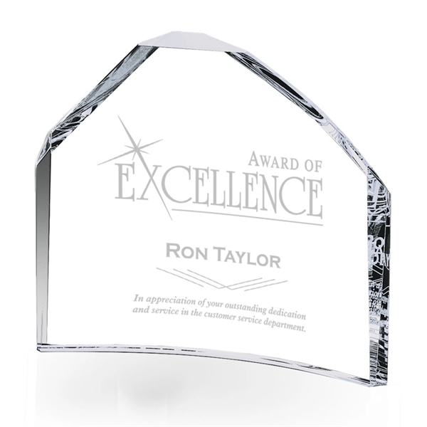 Striking freestanding crescent award with intersecting bevels creating a magnificent work... from ASI 84592 St Regis Group / St Regis