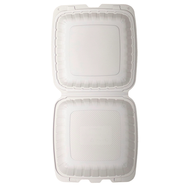 9" x 9" eco-friendly takeout food container with hinged lid.... from ASI 91880 Tranter Graphics Inc