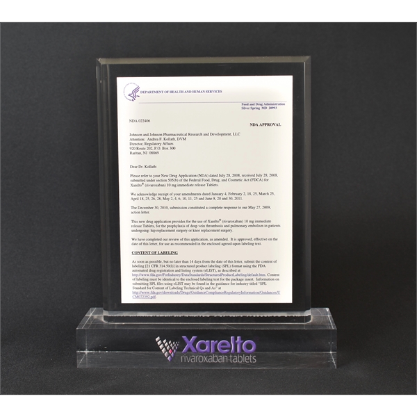 3" x 6" x 7/8" embedment award made of acrylic with... from ASI 45430 Clear Image Inc / Clear Image