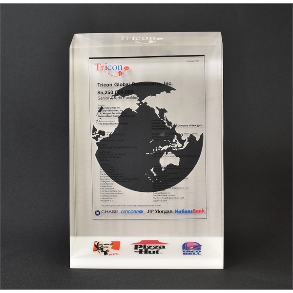 3 1/2" x 7" x 7/8" embedment award made of acrylic... from ASI 45430 Clear Image Inc / Clear Image