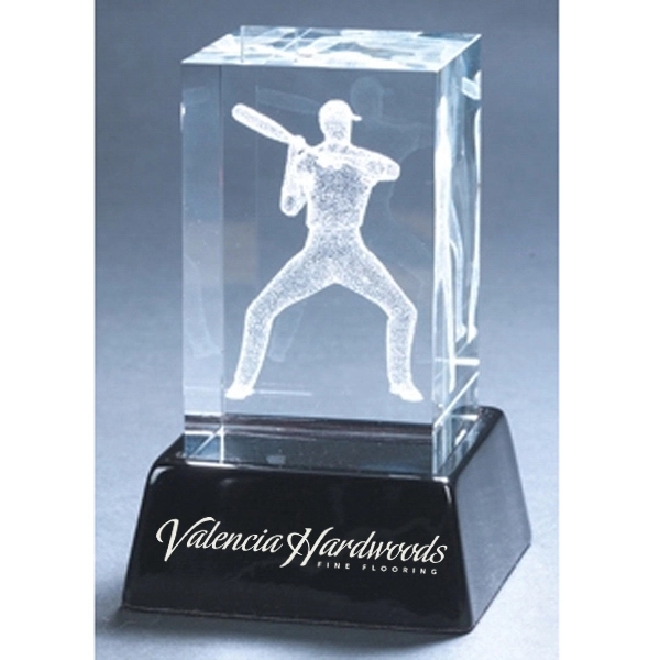 Crystal baseball sculpture with a 3-D image of a baseball player;... from ASI 73010 Natico Originals Inc / Natico Originals