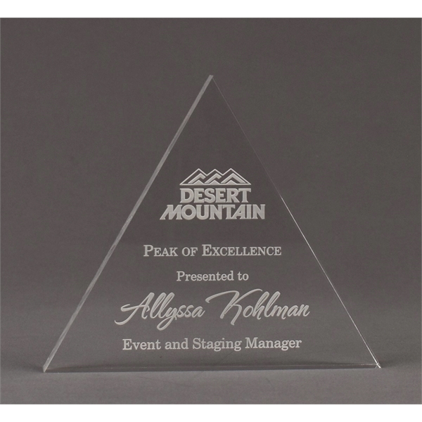 Triangle shaped acrylic award, available in three sizes.... from ASI 45430 Clear Image Inc / Clear Image