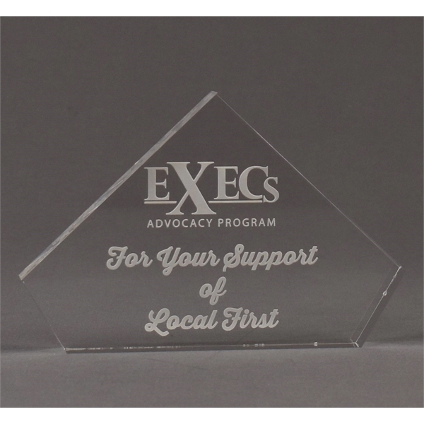 7 1/2" x 5" x 3/4" peak-shaped award made of acrylic... from ASI 45430 Clear Image Inc / Clear Image