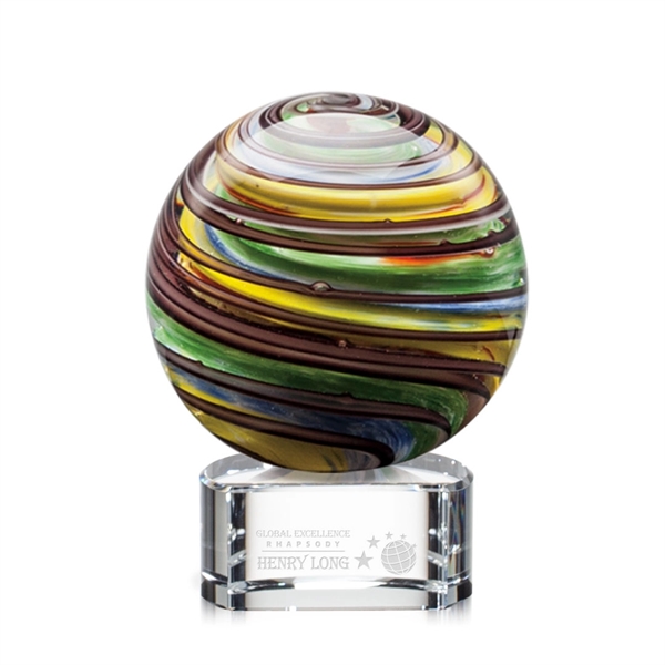 Hand blown art glass award, 3 1/2" High, on a clear,... from ASI 84592 St Regis Group / St Regis