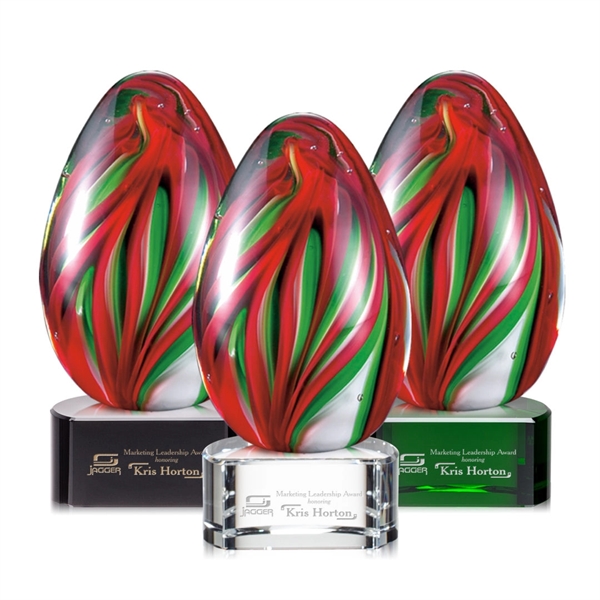 Hand blown art glass award, 5" High, on a clear, green,... from ASI 84592 St Regis Group / St Regis