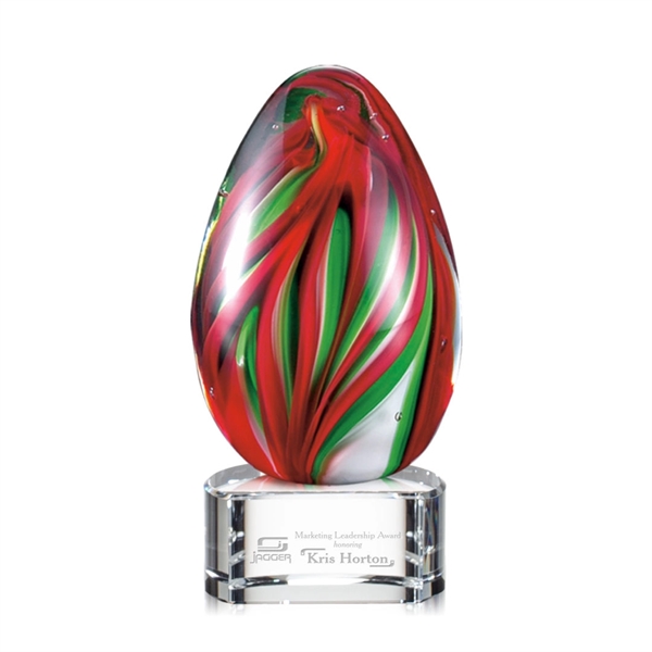 Hand blown art glass award, 5" High, on a clear, green,... from ASI 84592 St Regis Group / St Regis