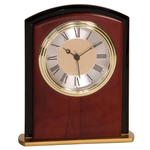 6.5" laser engraved mahogany finish square arch clock.... from ASI 92531 Unique Custom Products / UCP