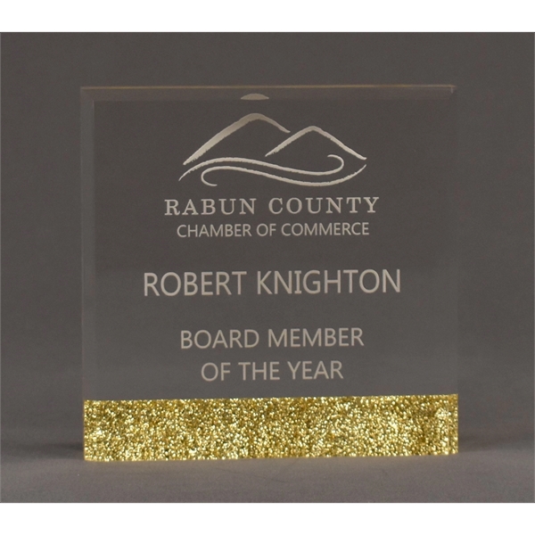 6"W x 6"L acrylic award with glitter square bottom; available in... from ASI 45430 Clear Image Inc