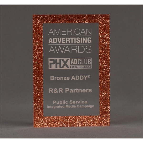 6"W x 8"L acrylic frame with glitter rectangle inside; available in... from ASI 45430 Clear Image Inc