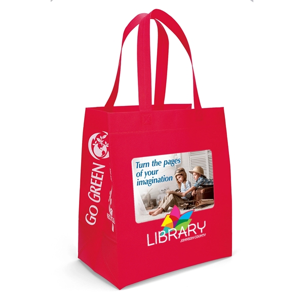Non-Woven Polypropylene Tote with eco-friendly messages on the gussets.... from ASI 37940 Bag Makers Inc