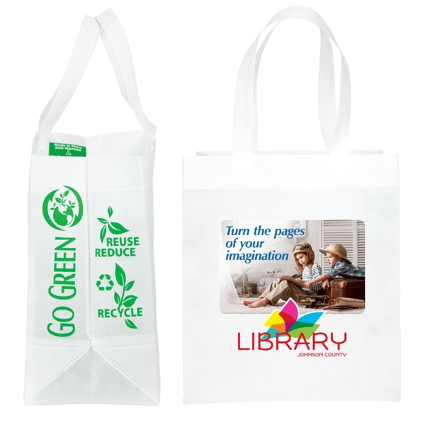 Non-Woven Polypropylene Tote with eco-friendly messages on the gussets.... from ASI 37940 Bag Makers Inc