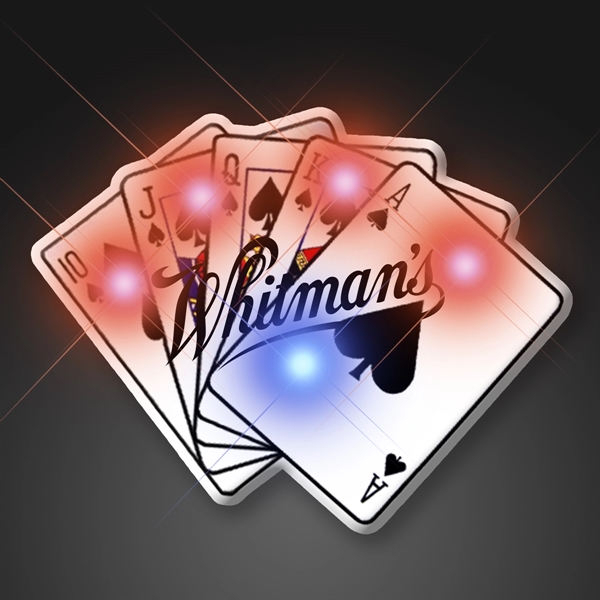 Blank or Imprinted. Royal Flush blinking light pins with military clutch.... from ASI 34194 ALightPromos / Alight Promotional Products