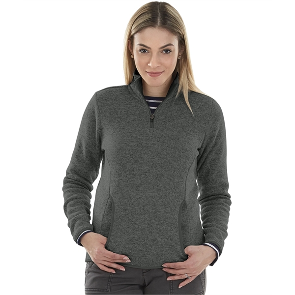 Women's princess seam pullover made from 100% polyester heathered fleece.... from ASI 44620 Charles River Apparel