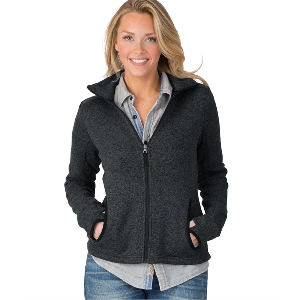 Women's 100% polyester sweater, heathered fleece jacket with stand-up collar and... from ASI 44620 Charles River Apparel
